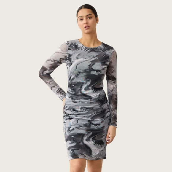 REITMANS Grey and brown marbled fitted mesh dress - Picture 1 of 11